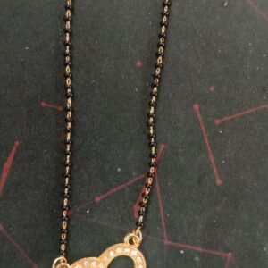 Black Beads And Golden Heart Shaped Mangalsutra For Women