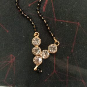 Black Beads And Silver Stone Mangalsutra For Women