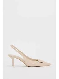 Zara Cream Color Slingback With Heel For Women Size 38