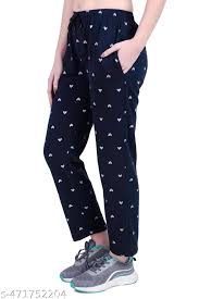 Navy Color Heart Printed Lower For Women Size M