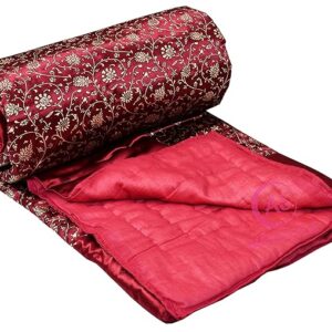 Maroon Colour Floral Double Comforter For Mild Winter Ac Blanket Size Double Bed