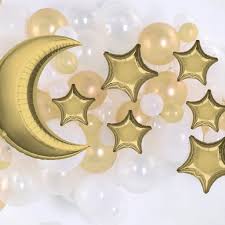 Moon Stars Foil Balloon Accent Kit White Gold