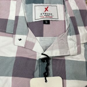 X Touch Pink And White Casual Check Shirt For Men Size S