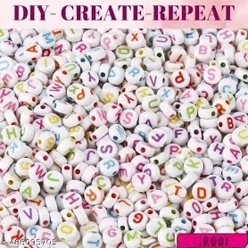 Acrylic Round Alphabet Beads