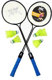 Knk Double Shaft Single Colour Set Of 2 Piece Badminton Racket 5 Piece Plastic Shuttles