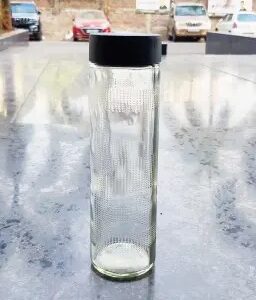 1000Ml Glass Water Bottle With Air Tight Black Matte Lid