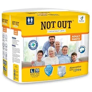 Not Out Adult Pant Diapers Overnight Protection Size L N 10