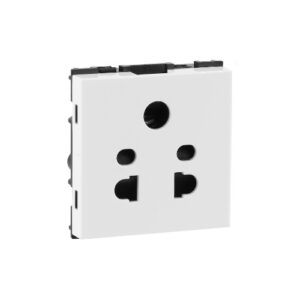 White Havells 6A 5 Pin Shuttered Socket Pack Of 2