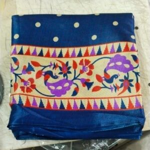 Women Navy Blue Art Silk Saree With Blouse