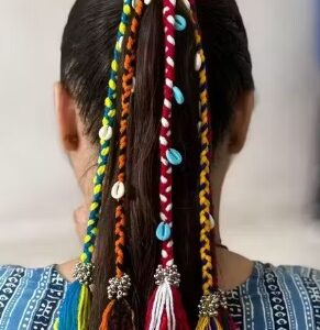 Navratri Look Hair Braids With Rubber Bands Girl And Women Hair Accessory For Everyday Style And Rainbow Color