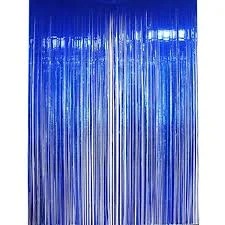 Blue Color Foil Fringe Curtain For Home Decor