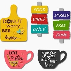 Fridge Magnet Printed Mdf Wooden Tea Food Quotes Pack Of 5