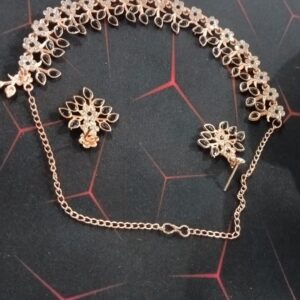 Willanzy Rose Gold Plated Necklace Set With Black Color Kundan Jewellery Sets