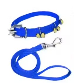 Nylon Dog Ghungroo Collar Small Puppies And Dogs Puppies 0 Point 5 Inch Collar And 1 Point 5M Rope Color Blue