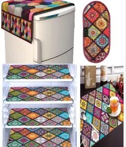 Fridge Cover Single Door Fridge Cover Set Fridge Top Cover 4 Fridge Mat 2 Handle Cover