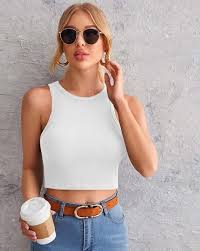 Women White Color Tank Top Size M