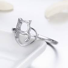 Women Cat Rings Sterling Silver Cute