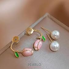 Pollux Craft Korean Earrings Women Girls Pearl Beads Alloy Drops Danglers