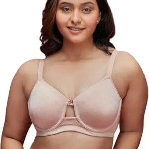 Nykd Minimizer Padded Bra Layer Free Chevron Knitted Straps Beige Colour Size 42