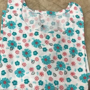 Women White And Green Colour Printed Summer Kurti Size 36