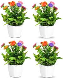Set Of 4 Mini Artificial Flower Plant For Home