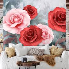 Multicolour Rose Print Wallpaper 10 Mtr