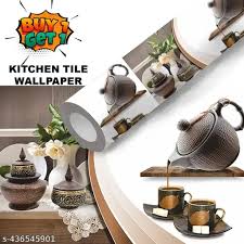 Waterproof Oil Proof 3D Kitchen Wallpaper Size 60X40Cm