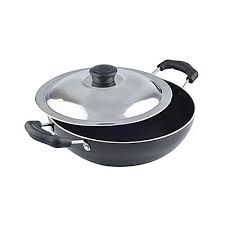 Induction Kadai With Stainless Steel Lid Aluminium Black 1 Point 5 L