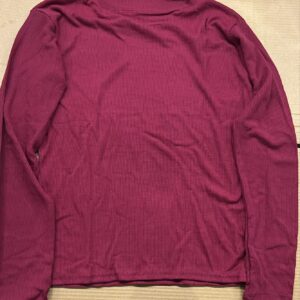 Women Long Sleeve Slub Knit T Shirt Red Color Size M
