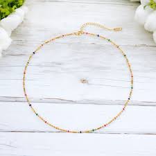 1 Pc Stainless Steel Multi Colored Stainless Steel Chain Necklace For Women