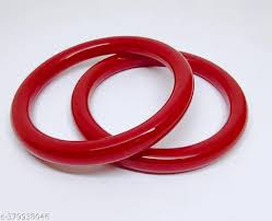 Fashion Plain Pola Bangles Set For Women And Girls Colour Red