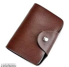 Brown Artificial Leather Card Holder 1Pc