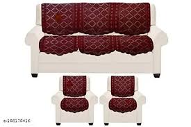 Square Design Cotton 5 Seater Sofa Cover Set Of 1070 X 29 Inches Maroon Color