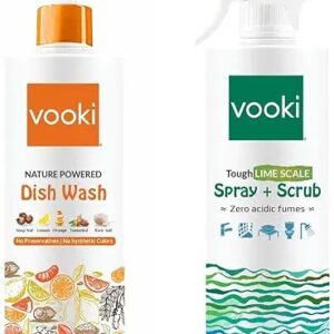 Vooki Nature Powered Natural Dish Wash Gel And Tough Limescale Stain Descaler Remover Spray 500Ml