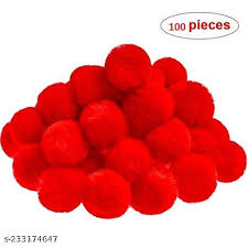 Red Color Handmade Pom Poms 20 Pcs