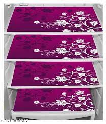 Pink Colour Printed Fridge Mat Pack Of 4