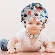 White Color Printed Baby Helmet