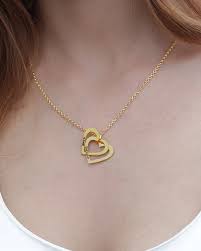 Golden Color Heart Design Simple Necklace