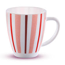 Larah By Opalware Red Strip Mug 390Ml Multicolor