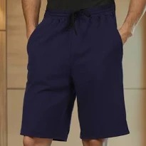 Shein Contrast Panelled Low Rise Track Shorts With Pockets Navy Blue Size 28