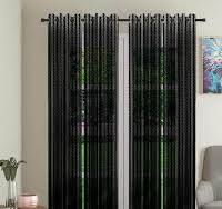 Black 7 Feet Door Net Curtains 1 Pc