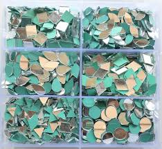 6 Different Shapes Glass Mirror Stone With Gum Each Shape Of 12 Pc