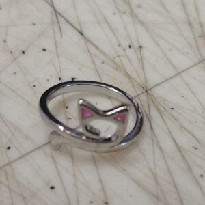 Silver Color Cat Design Girls Ring