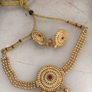 Artificial Gold Plated Necklace With Earrings For Women