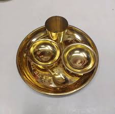 10 Inch Brass Pooja Thali Set