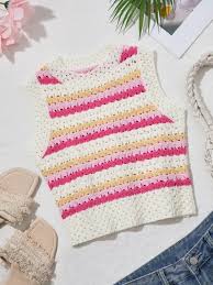 Savana Light Colour Block Knit Top For Women Size M