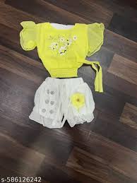 Baby Girl Balloon Shorts With Yellow Crop Top Size 20