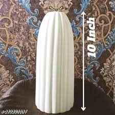 White Ceramic Flower Vase For Home Decor 1Pc