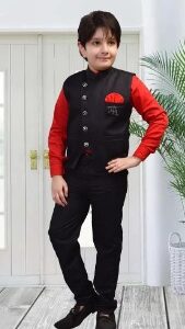3 Piece Boys Suit For Kids Boy Red Black Size 30