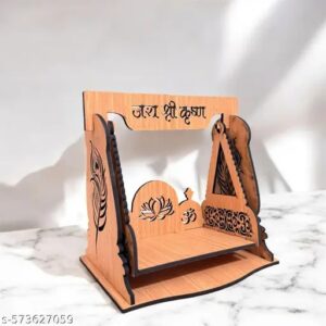 Bal Krishna Laddu Gopal Swing Janmashtami Wooden Handcrafted And Pooja Room Decor